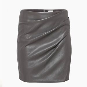 Wilfred Charcoal Leather Mini Skirt
